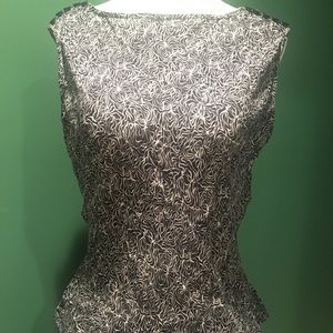 Michael Kors Black & White Sleeveless Pattern Top